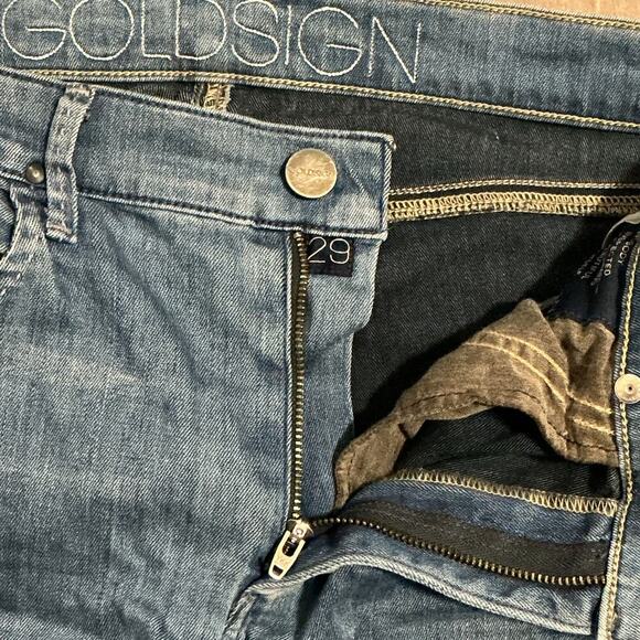 GoldSign Mid Rise Wide Leg Jeans Women’s M Blue Light Wash Cropped Distressed 29 - Picture 10 of 16